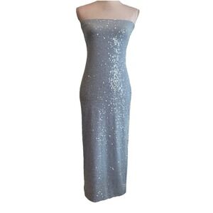 Meshki baby Blue Sequin Midi Dress